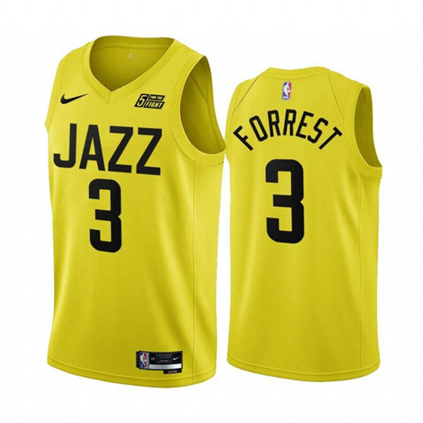 Men's Utah Jazz #3 Trent Forrest Yellow 2022/23 Association Edition Stitched Basketball Jersey